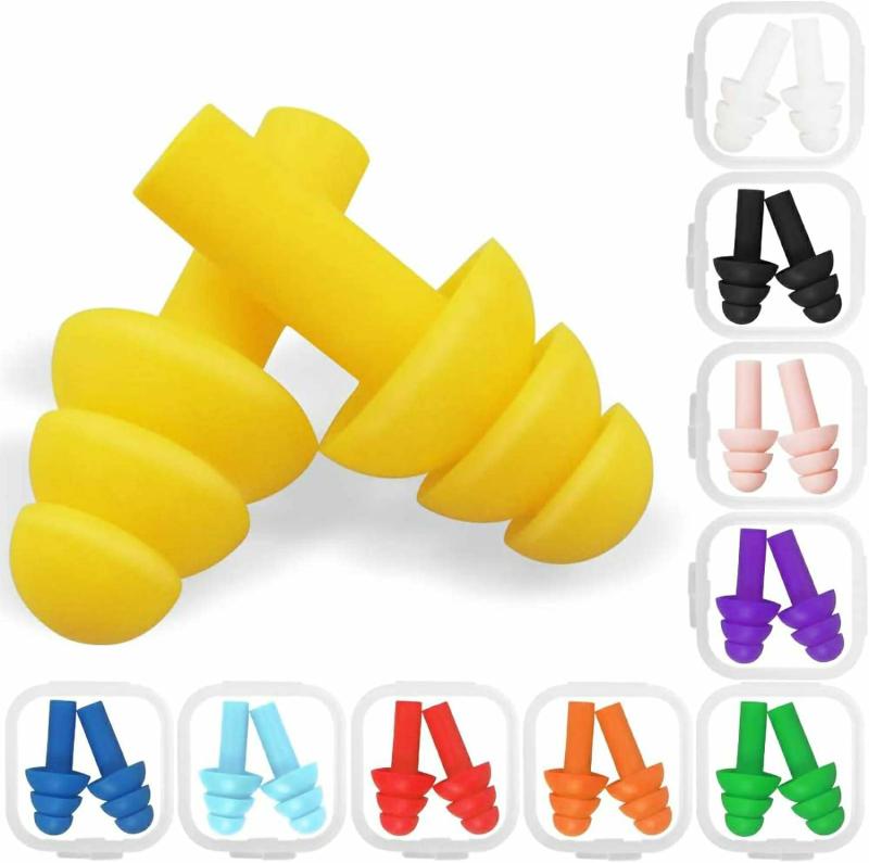 Waterhandschoenen |  10 Paar Zwem Oordopjes Silicone Geluiddempende Oordoppen Herbruikbare Waterdichte Oordopjes Met Etui Voor Zwemmen En Slapen, 10 Assortiment Kleuren Waterhandschoenen Oranje, Rood, Lichtblauw, Donkerblauw, Groen, Geel, Zwart, Wit, Paars, Roze