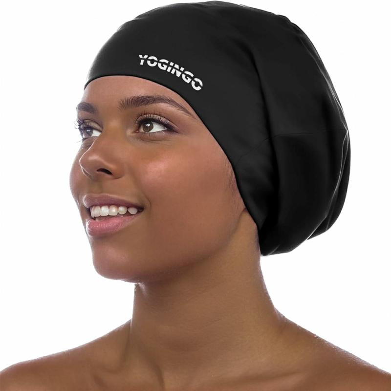 Zwemcaps |  Extra Grote Zwemcap – Zwemcap Voor Lang Haar, Dreadlocks, Weaves, Haarextensions, Vlechten, Krullen & Afros – Siliconen Zwemcap Voor Vrouwen & Mannen, Houdt Haar Droog Zwemcaps Zwart (XL)